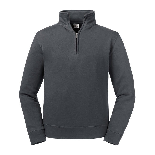 Convoy Gray - Front - Russell Mens Authentic Quarter Zip Sweatshirt