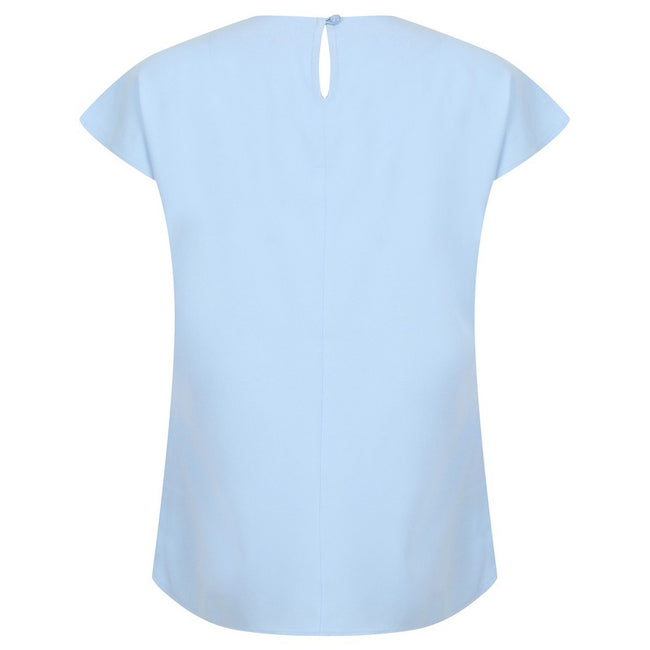 Light Blue - Pack Shot - Henbury Womens-Ladies Pleated Blouse