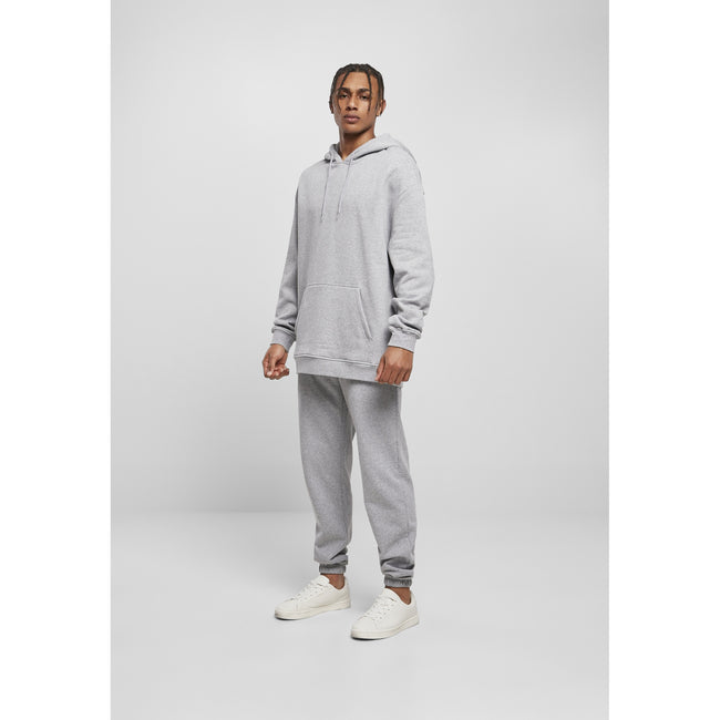 Heather Grey - Close up - Build Your Brand Mens Basic Oversized Hoodie