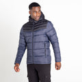Ebony Grey-Black - Back - Dare 2B Mens Hot Shot Baffled Hooded Padded Jacket