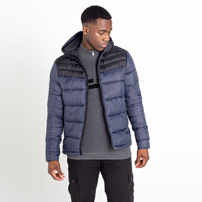 Ebony Grey-Black - Side - Dare 2B Mens Hot Shot Baffled Hooded Padded Jacket