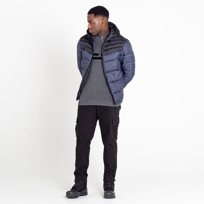Ebony Grey-Black - Lifestyle - Dare 2B Mens Hot Shot Baffled Hooded Padded Jacket