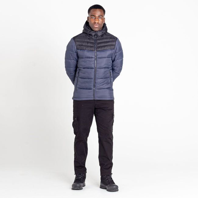 Ebony Grey-Black - Pack Shot - Dare 2B Mens Hot Shot Baffled Hooded Padded Jacket