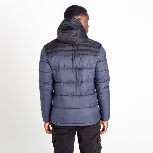 Ebony Grey-Black - Close up - Dare 2B Mens Hot Shot Baffled Hooded Padded Jacket