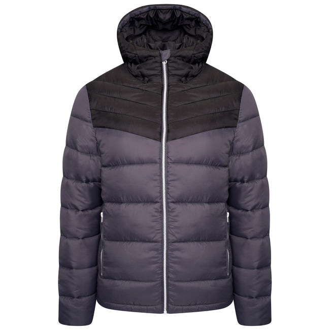 Ebony Grey-Black - Front - Dare 2B Mens Hot Shot Baffled Hooded Padded Jacket