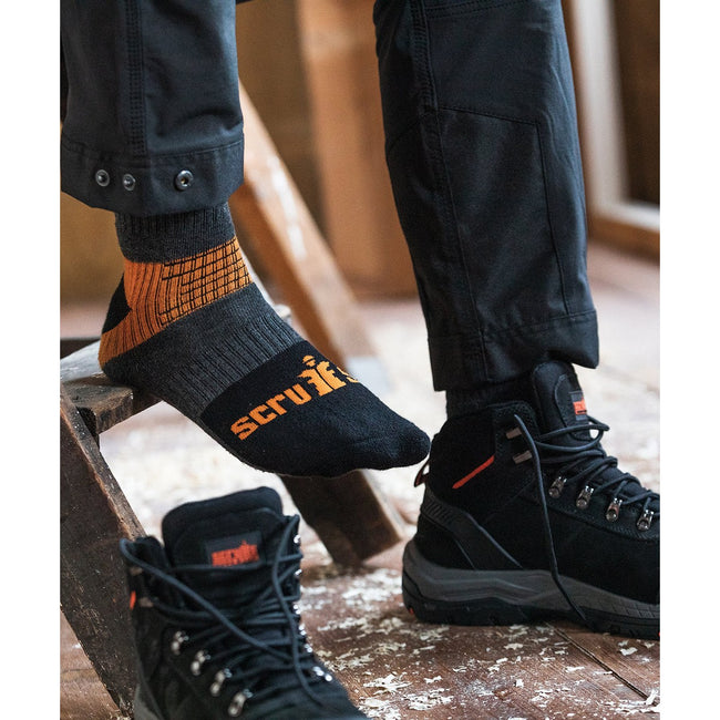 Black-Gray-Orange - Pack Shot - Scruffs Mens Trade Socks
