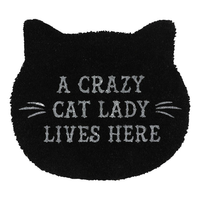 Black - Front - Something Different Crazy Cat Lady Door Mat