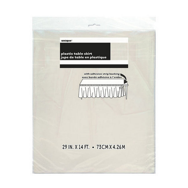 Ivory - Back - Unique Party Rectangular Plastic Table Skirt