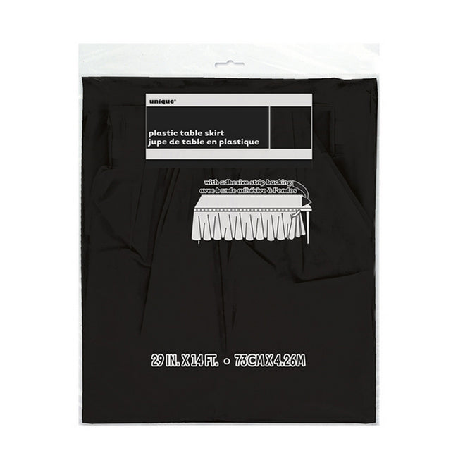 Black - Front - Unique Party Rectangular Plastic Table Skirt
