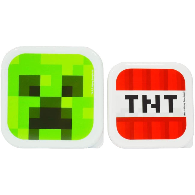 Red-Green-White - Front - Minecraft Pixel Lunch Pot (Pack of 2)