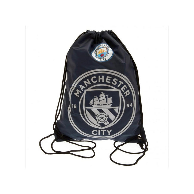 Navy-White - Front - Manchester City FC Crest Drawstring Bag
