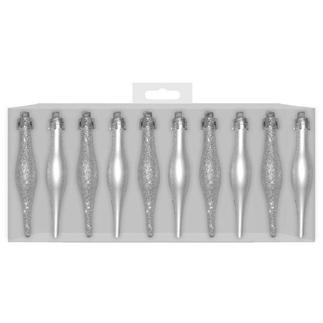 Silver - Front - Scream Machine Droplet Bauble (Pack of 10)