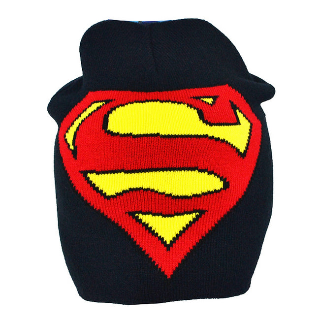 Multicolored - Front - Superman Childrens-Boys Official Logo Roll Down Beanie Hat