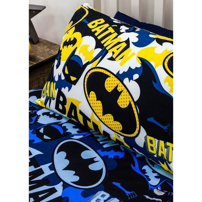 Blue-Yellow-Black - Close up - Batman Reversible Camo Duvet Set