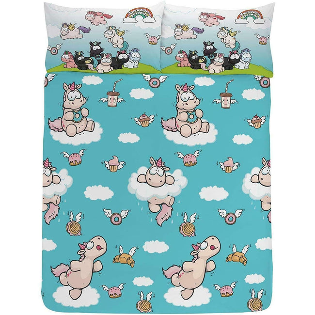 Blue-Pink - Side - Theodor & Friends Unicorn Duvet Set