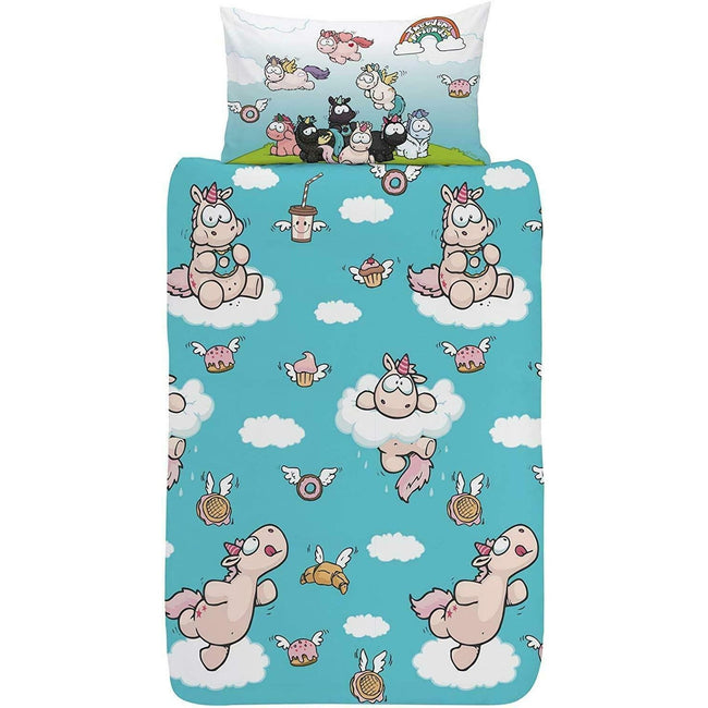 Blue-Pink - Front - Theodor & Friends Unicorn Duvet Set