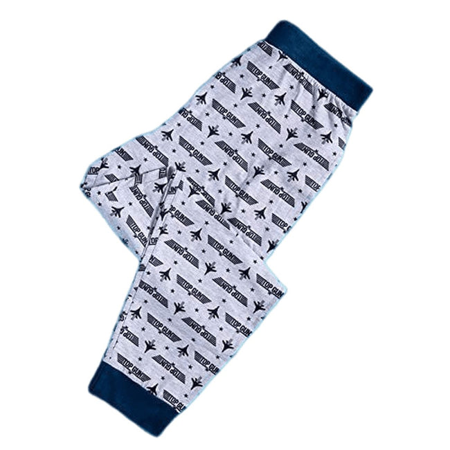 Navy Blue-Gray - Side - Top Gun Mens Logo Cuffed Pajama Set