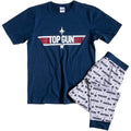 Navy Blue-Gray - Front - Top Gun Mens Logo Cuffed Pajama Set