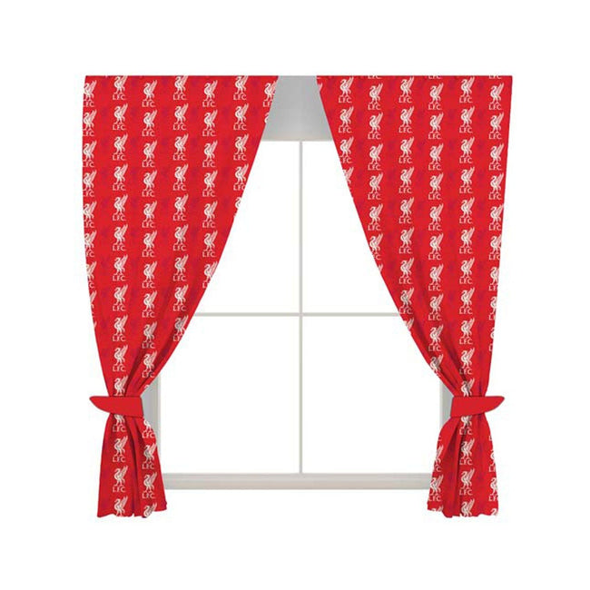 Red - Front - Liverpool FC Repeat Crest Curtains
