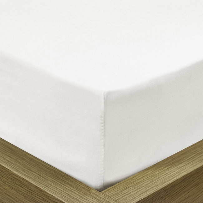 Pastel White - Front - Percale Fitted Sheet