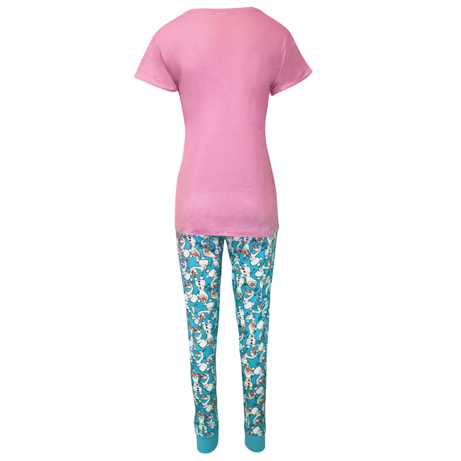Pink-Blue-White - Back - Frozen Womens-Ladies Olaf Pajama Set