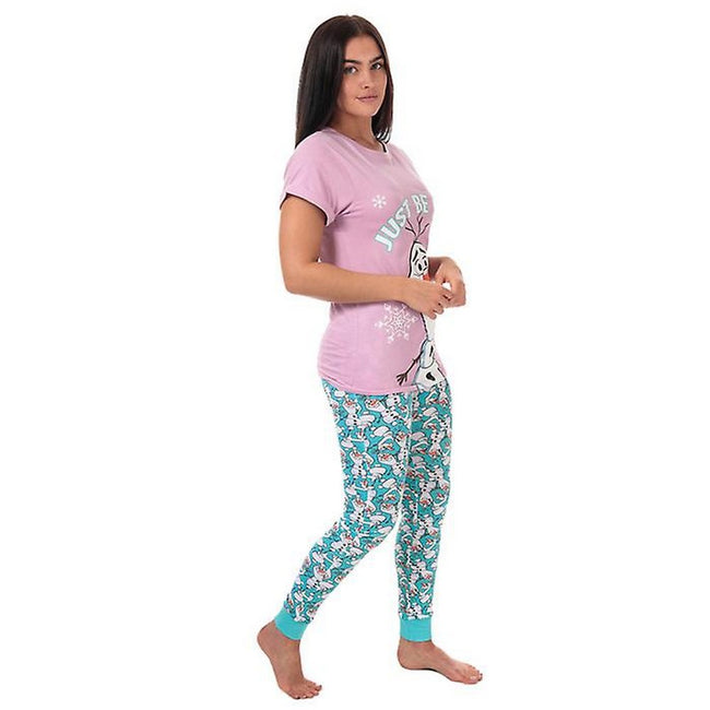Pink-Blue-White - Pack Shot - Frozen Womens-Ladies Olaf Pajama Set