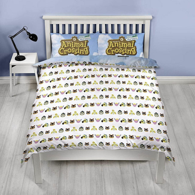 Blue-Green-White - Side - Animal Crossing Beach Duvet Set