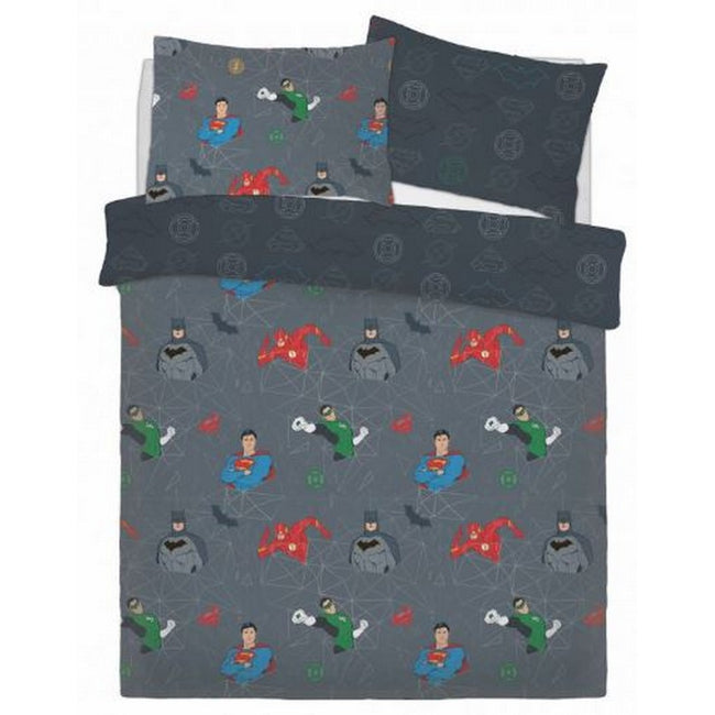 Multicolored - Front - Justice League Graphic Grid Reversible Duvet Set
