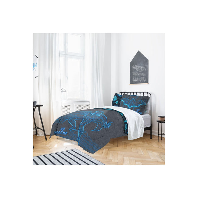 Blue - Back - Batman Wayne Industries Panel Duvet Set