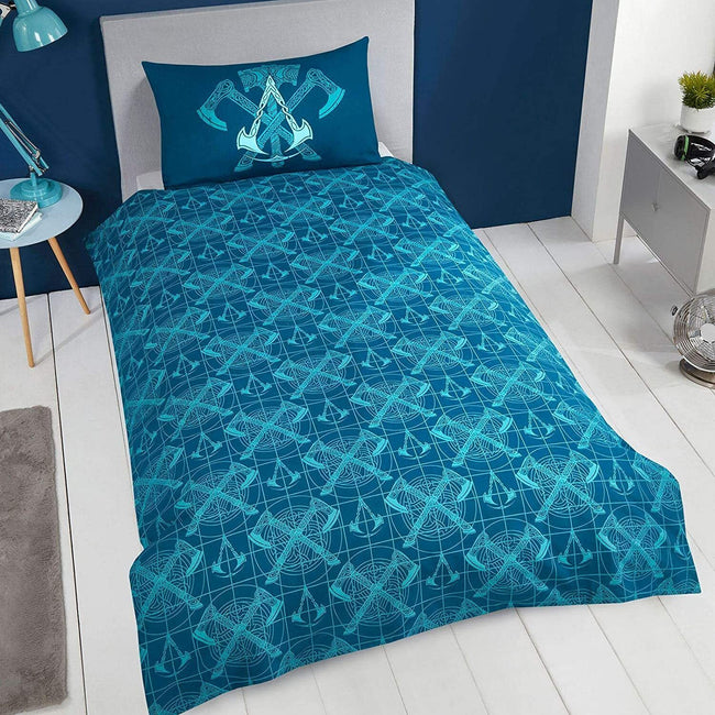 Black-Cyan - Side - Assassins Creed Valhalla Duvet Set