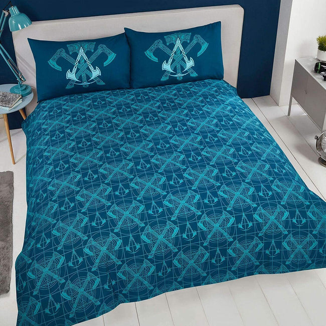 Black-Cyan - Side - Assassins Creed Valhalla Double Duvet Set