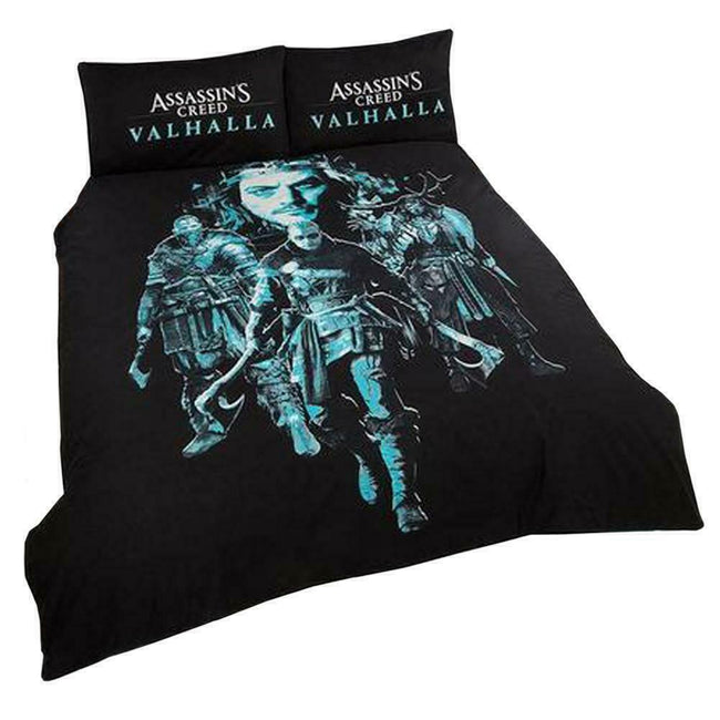 Black-Cyan - Front - Assassins Creed Valhalla Double Duvet Set