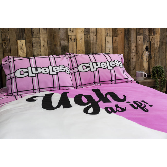 Pink-White-Black - Pack Shot - Clueless Panel Icon Duvet Set