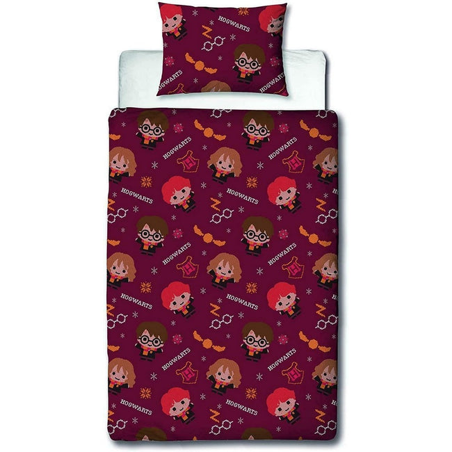Red-Orange - Front - Harry Potter Charming Reversible Christmas Duvet Set