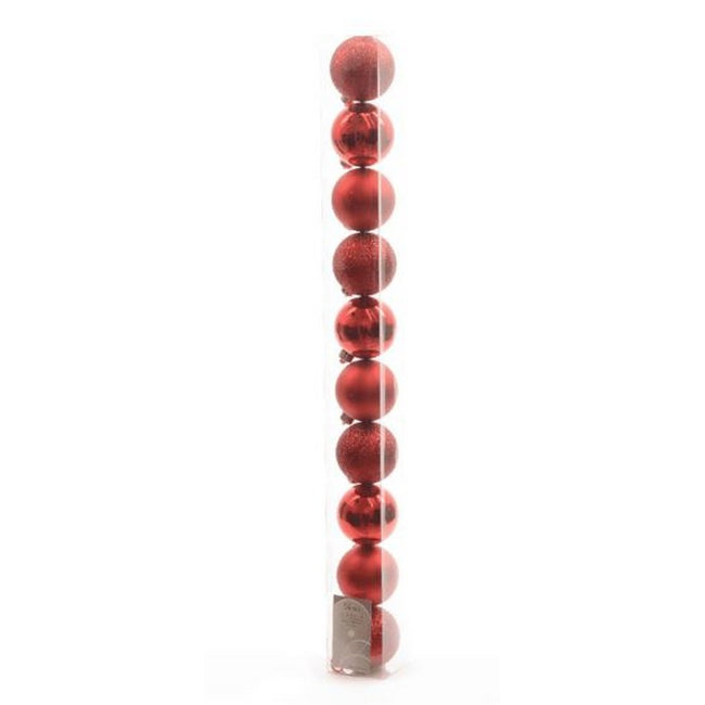 Red - Front - Kaemingk Plain Shatterproof Baubles (Pack Of 10)