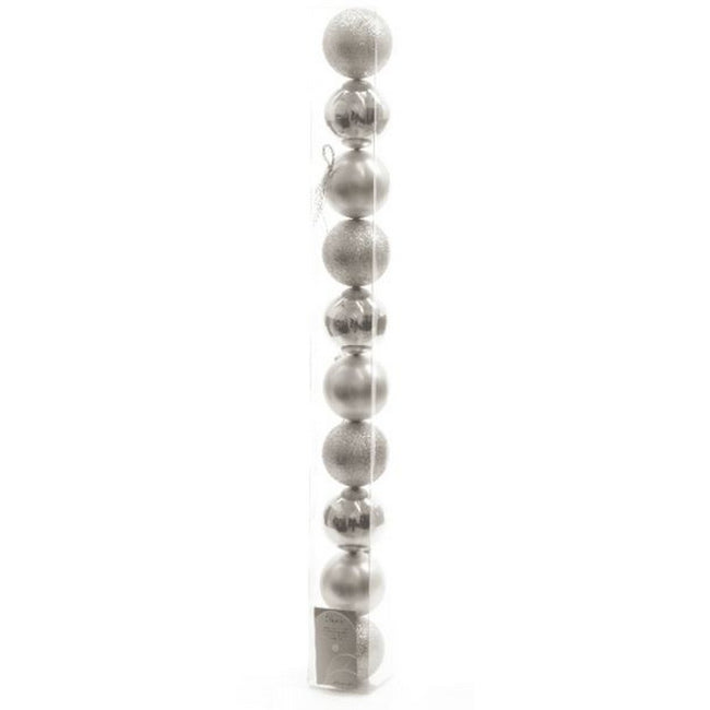 Silver - Front - Kaemingk Plain Shatterproof Baubles (Pack Of 10)