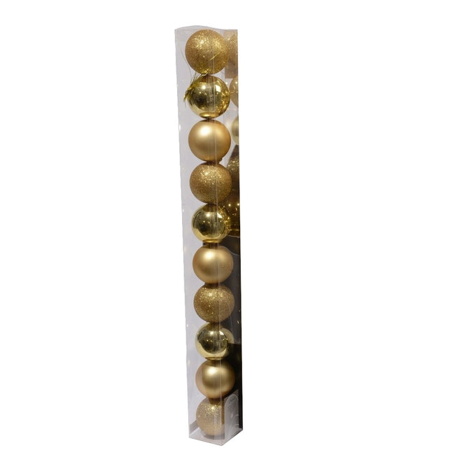 Light Gold - Front - Kaemingk Plain Shatterproof Baubles (Pack Of 10)