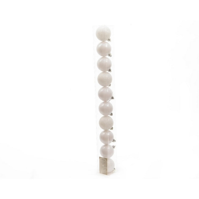 Winter White - Front - Kaemingk Plain Shatterproof Baubles (Pack Of 10)