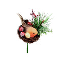 Brown-Orange-Green - Front - Premier Robin In A Nest Pick Christmas Decoration