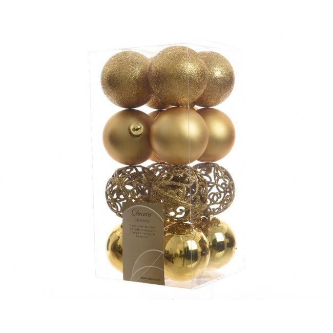 Light Gold - Front - Kaemingk Shatterproof Baubles (Pack of 16)