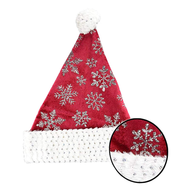 Red - Front - Davies Products Snowflake Velvet Winter Hat