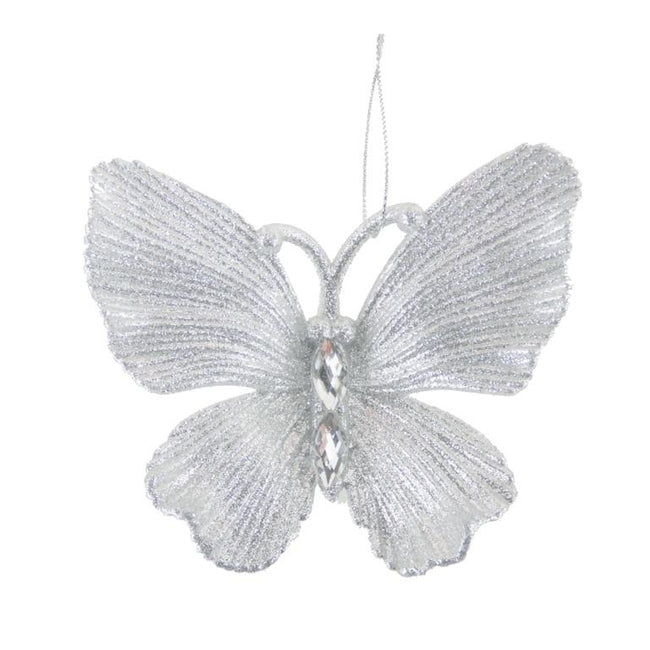 Silver - Front - Davies Products Butterfly Bauble