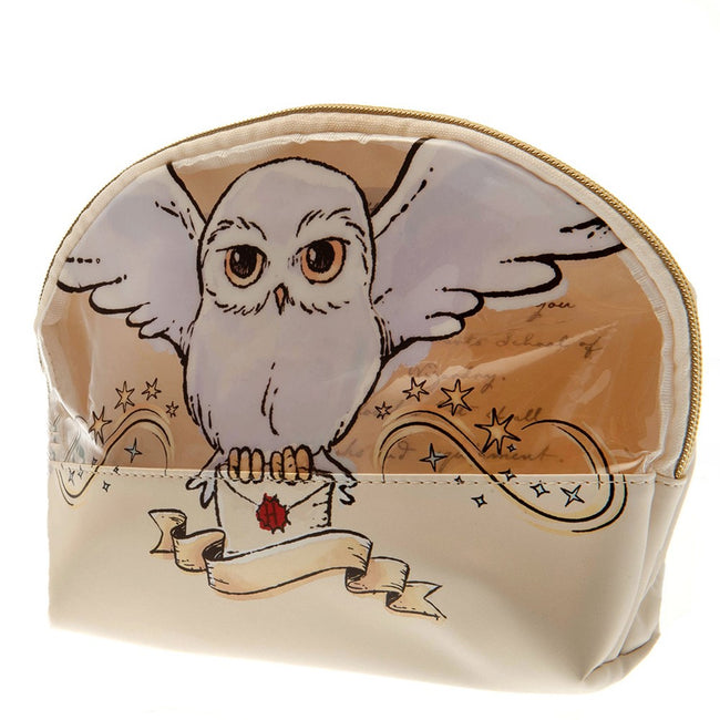 Brown - Side - Harry Potter Hedwig PU Toiletry Bag