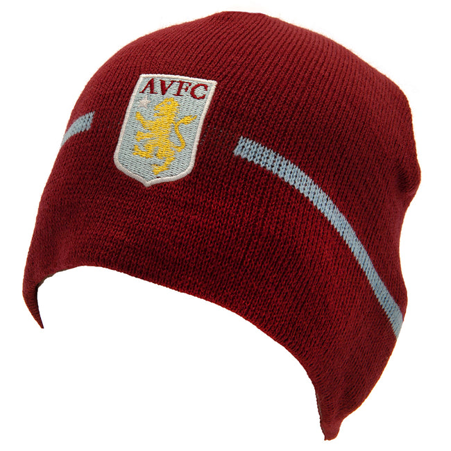 Claret Red-Pale Blue - Front - Aston Villa FC Beanie