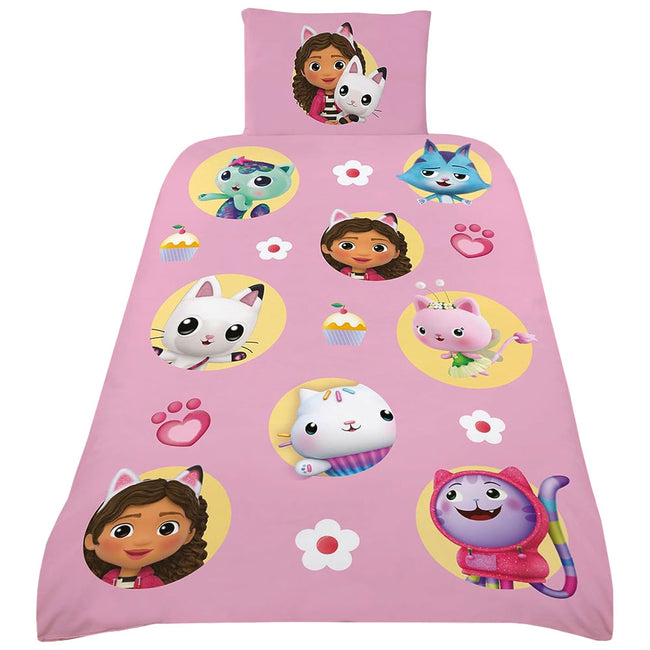 Pink-Yellow-White - Front - Gabby´s Dollhouse Reversible Duvet Set