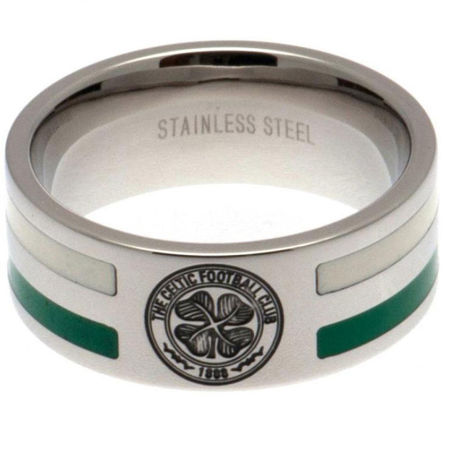 Silver-Green-White - Front - Celtic FC Color Stripe Ring