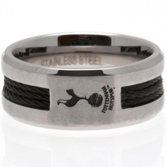 Silver - Front - Tottenham Hotspur FC Black Inlay Ring