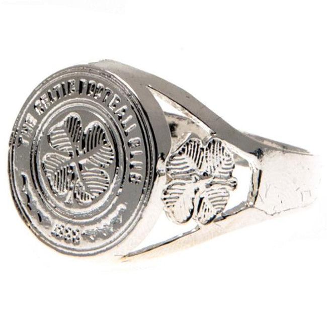 Silver - Front - Celtic FC Silver Plated Crest Ring