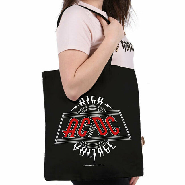 Black - Back - AC-DC Canvas Tote Bag