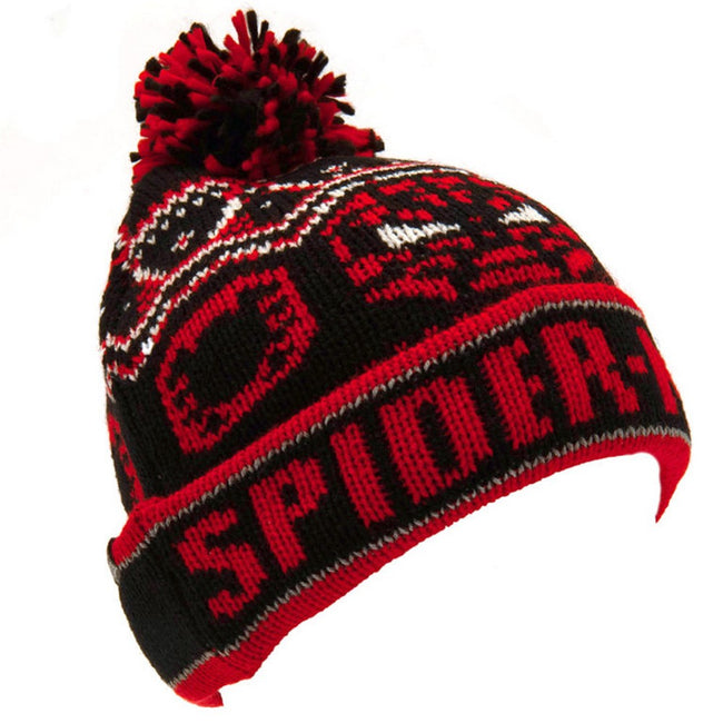 Red-Black-White - Back - Spider-Man Childrens-Kids Bobble Beanie
